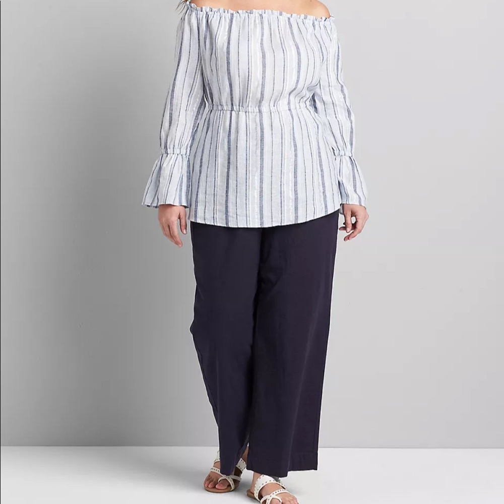 Multiple Blue Striped Off-The-Shoulder Top - Picture 3 of 5